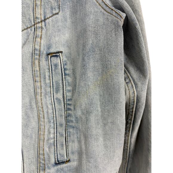 Free People Paisley Quilted Denim Jacket Trucker Boho Hippie Oversized Baggy M/L - Picture 6 of 13